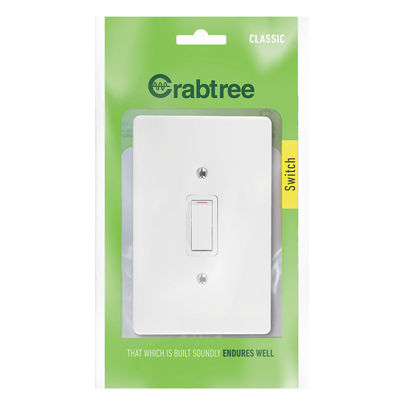 Classic 1 Lever 2 Way Switch with Plastic Coverplate - Crabtree