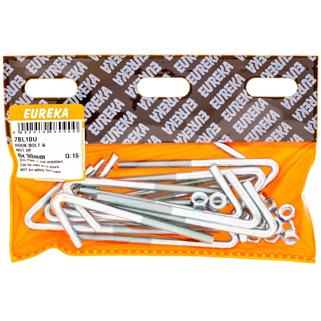 Hook Bolt & Nut - Zinc Plated - Hook Bolt
6x 90mm x Q:15