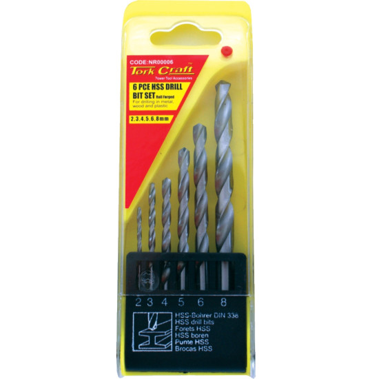 DRILL BIT SET 6PC HSS ROLL FO