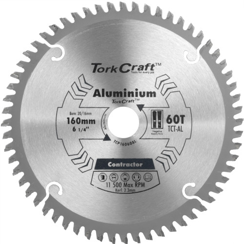 BLADE CONTRACTOR ALUM 160 X 60T 20/16 CIRCULAR SAW TCT